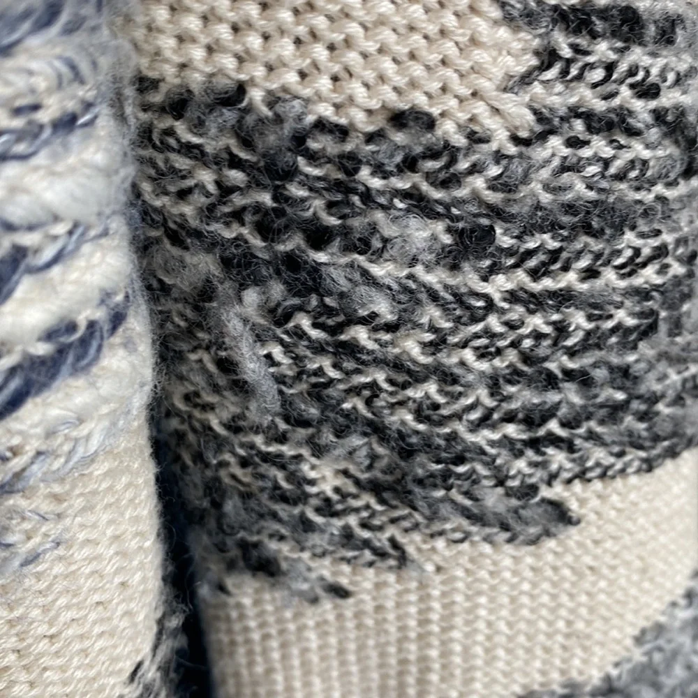 Lucky Brand Cream Black Blue Long Cardigan Sweater